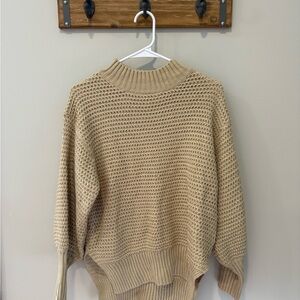 Zara Tan Cowl Neck Sweater with Cozy Knit